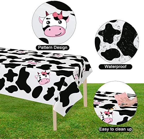 Inspireyee Cow Print Plastic Tablecloth Pack of 4 86x51 Inches