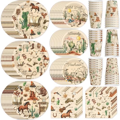 120 Pcs Denim Western Party Supplies for 30 Guests