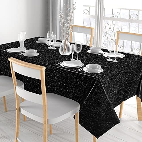 3 Pcs Black Glitter Tablecloth for Themed Parties