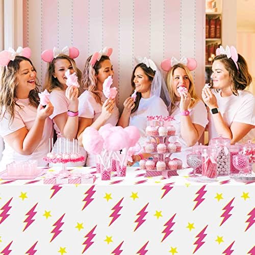 3Pcs Preppy Pink Lightning Bolt Tablecloths for Y2K Parties