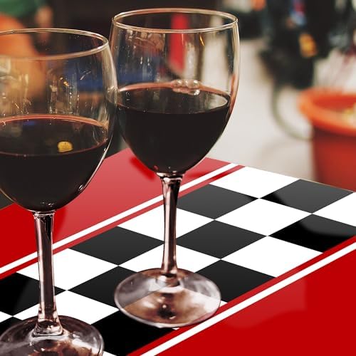 3 Pack Checkered Race Car Tablecloths for Birthday Parties