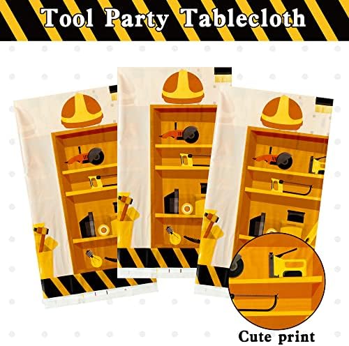 3-Pack Tool Theme Plastic Tablecloths for Kids Birthday Party