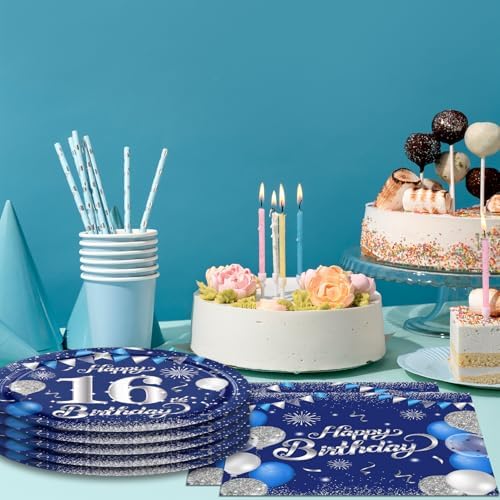 16th Birthday Decorations Plates Set for Boys and Girls