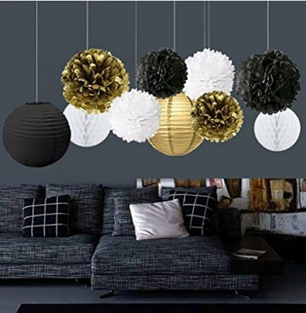 Fascola New Year Party Decor Kit Gold Black White