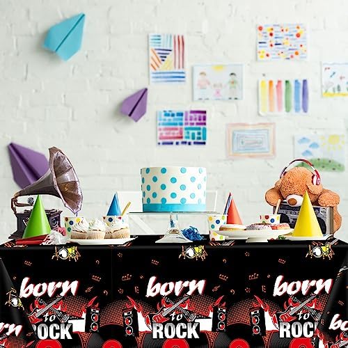Rock Themed 3PCS Party Tablecloths 108x54 Inch Decorations