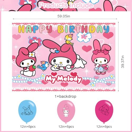 Cute Melody Birthday Backdrop Banner 5x3 for Kids