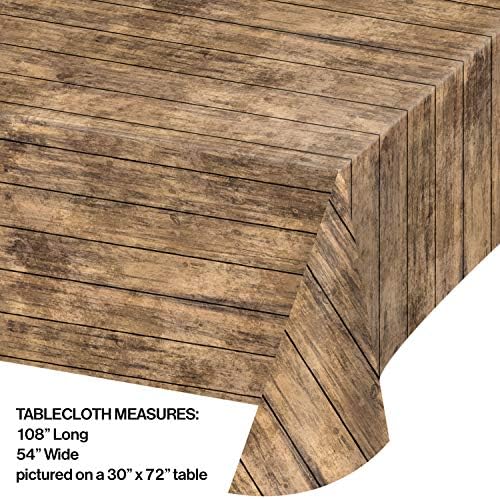 Creative Converting 329655 Wood Grain Plastic Tablecloth