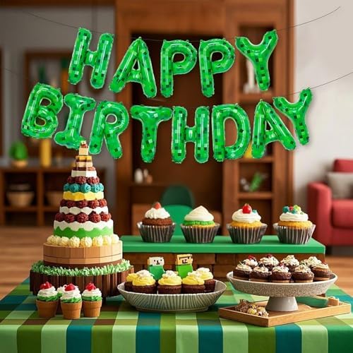 TNT Pixel Birthday Foil Balloons Party Decorations