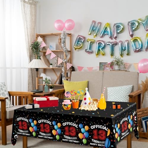 13th Birthday Decorations Red Black Tablecloths for Boys