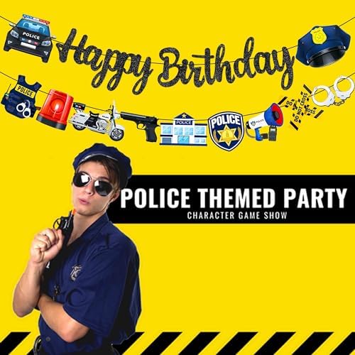 Police Birthday Banners 2Pcs Cops Party Decorations