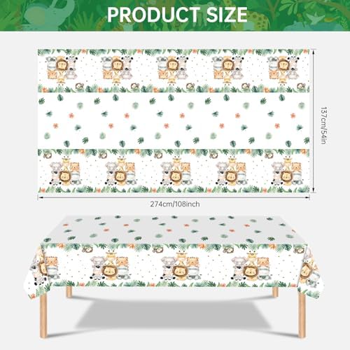 2 Pcs Jungle Safari Tablecloth - Plastic Animals Party Cover