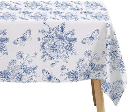 Blue and White Floral Tablecloths 3pcs Disposable Party Decorations