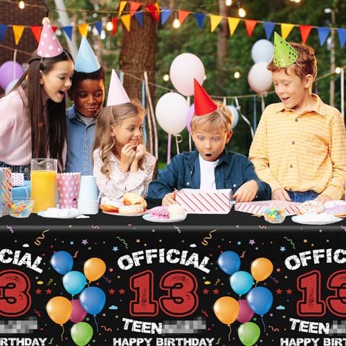 13th Birthday Decorations Red Black Tablecloths for Boys