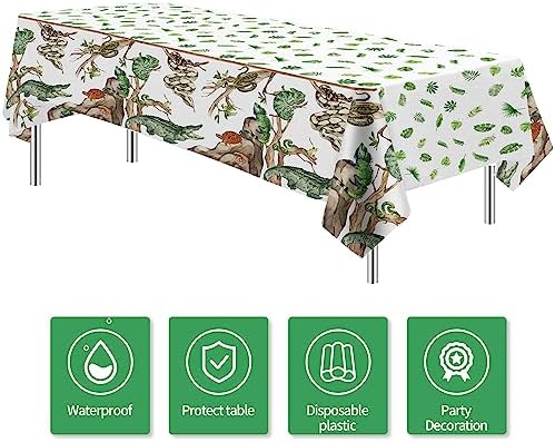 Reptile Birthday Tablecloth Set - 4 Pack 54x108 Inches