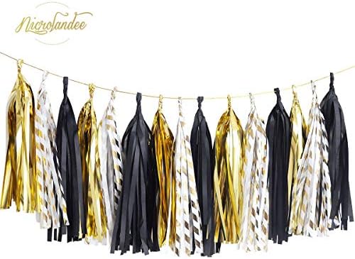 NICROLANDEE Black Gold Party Decorations 28 PCS