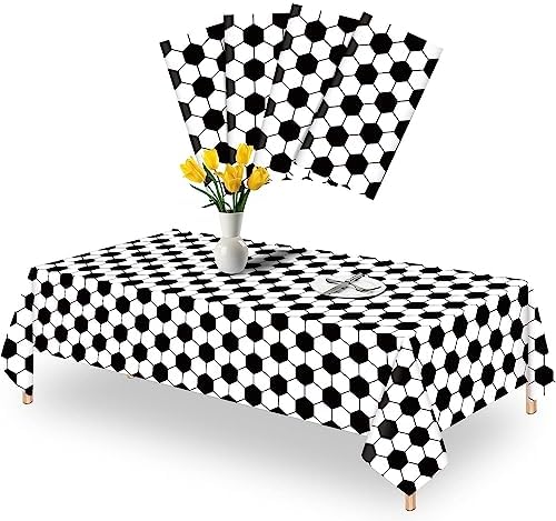 4 Pack Soccer Theme Tablecloths for Party Decorations
