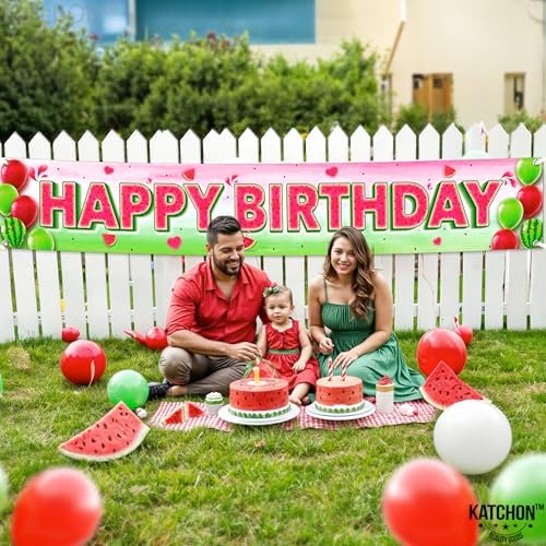 KatchOn XtraLarge Watermelon Birthday Banner 120x20 Inch