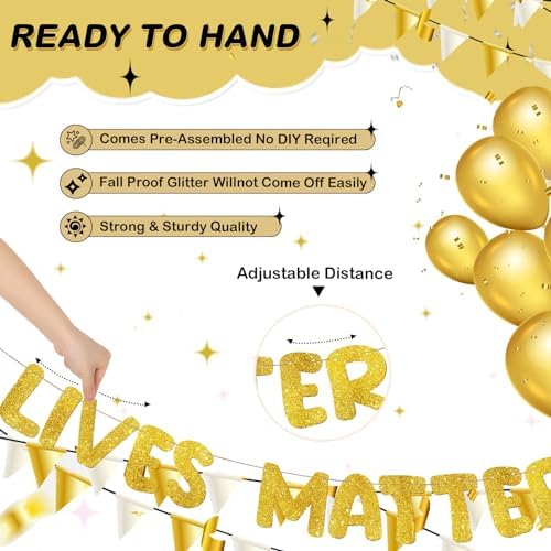Fulmoon Glitter Gold Birthday Banner 656 ft