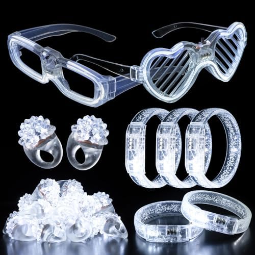 50Pcs White Wedding Party Supplies Set with LED Decorations