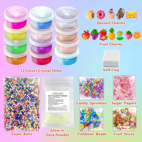 YOPINSAND 12 Cups DIY Slime Kit for Kids