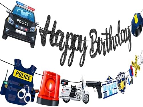 Police Birthday Banners 2Pcs Cops Party Decorations