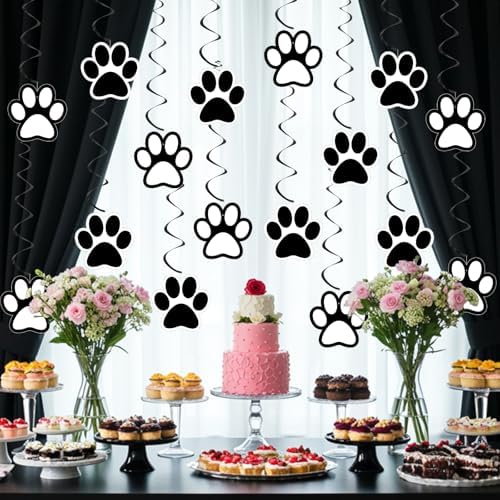 24 Pcs Dog Paw Print Party Hanging Streamers