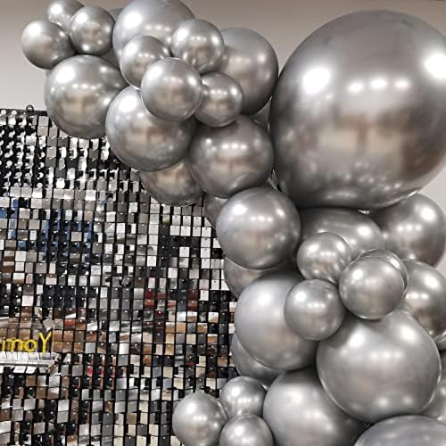 50pcs 12 Inch Metallic Silver Balloons for Party Decorations