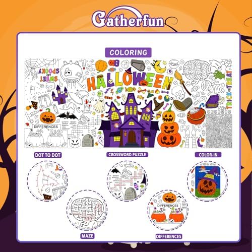 Halloween Coloring Tablecloth - 315 x 72 Inches