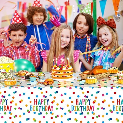 Happy Birthday Tablecloth Set of 2 with Confetti Design
