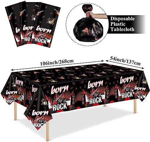 Rock Themed 3PCS Party Tablecloths 108x54 Inch Decorations
