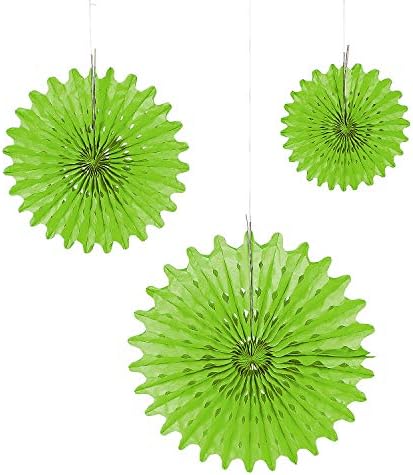 Lime Green Tissue Hanging Fan Set - 12 Pieces 3 Sizes