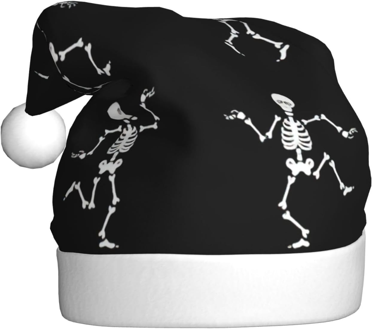 QINZHENG Skeleton Print Santa Hat for Women