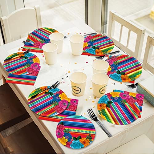 96 Pcs Mexican Fiesta Plates Napkins Party Decor