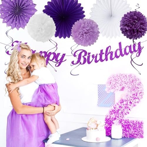 Purple Lilac Lavender White Birthday Party Decor Kit 21pcs