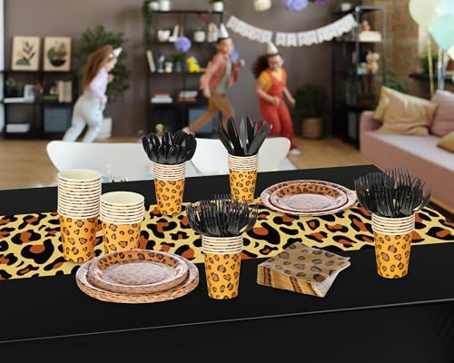 Oudain 162 Pcs Cheetah Party Decorations