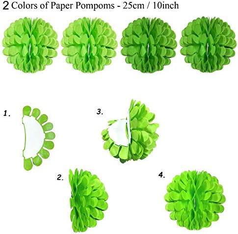 ZERODECO Green Confetti Balloons Fan Decor Set