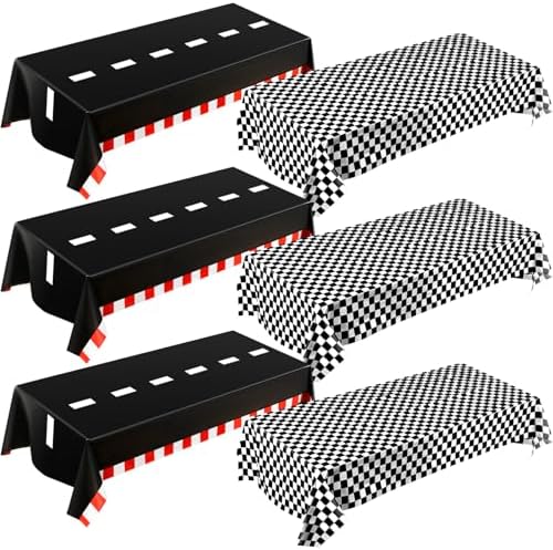 Breling 6 Pack Checkered Car Tablecloth for Birthday Party