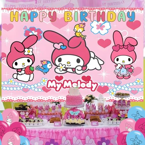 Cute Melody Birthday Backdrop Banner 5x3 for Kids