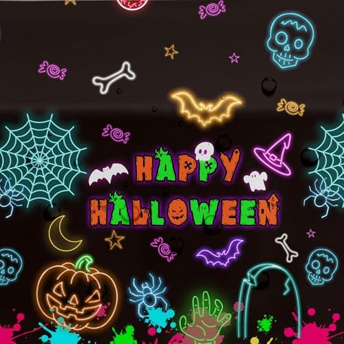 Neon Halloween Party Tablecloths 3 Pack