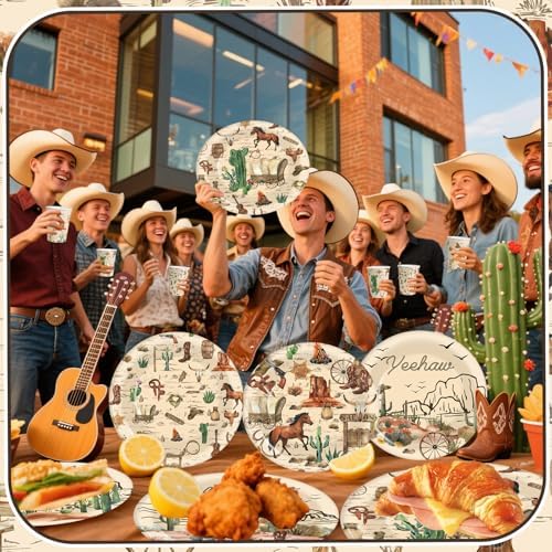 120 Pcs Denim Western Party Supplies for 30 Guests