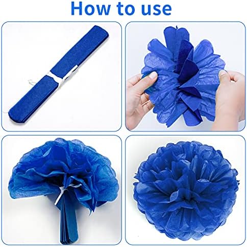 18PCS Royal Blue Tissue Paper Pom Poms Birthday Decorations