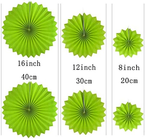 Black Green Party Hanging Paper Fans Decorations - 12pc