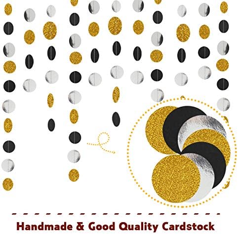 Cheers Beers Black Glitter Circle Dots Garland for Parties