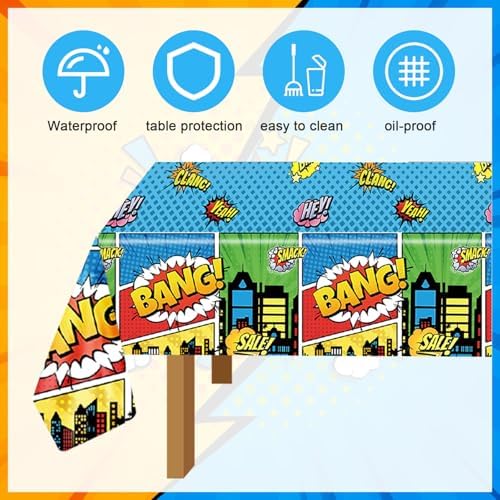 2pcs Hero Themed Birthday Tablecloth for Party Decorations