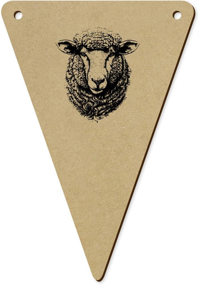 5 x 140mm Sheep Portrait Wooden Bunting Flags