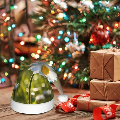 QINZHENG White Daisy Santa Hat Christmas Headwear