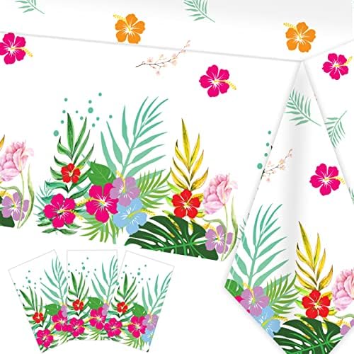 3 Pack Hawaiian Luau Tablecloths for Party Decor