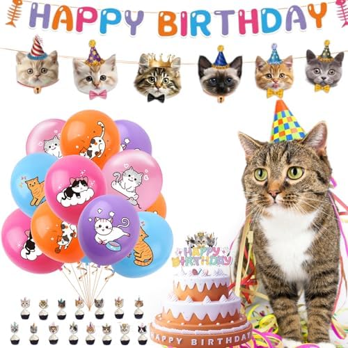 Lousuip 174pcs Cat Birthday Party Decorations Set