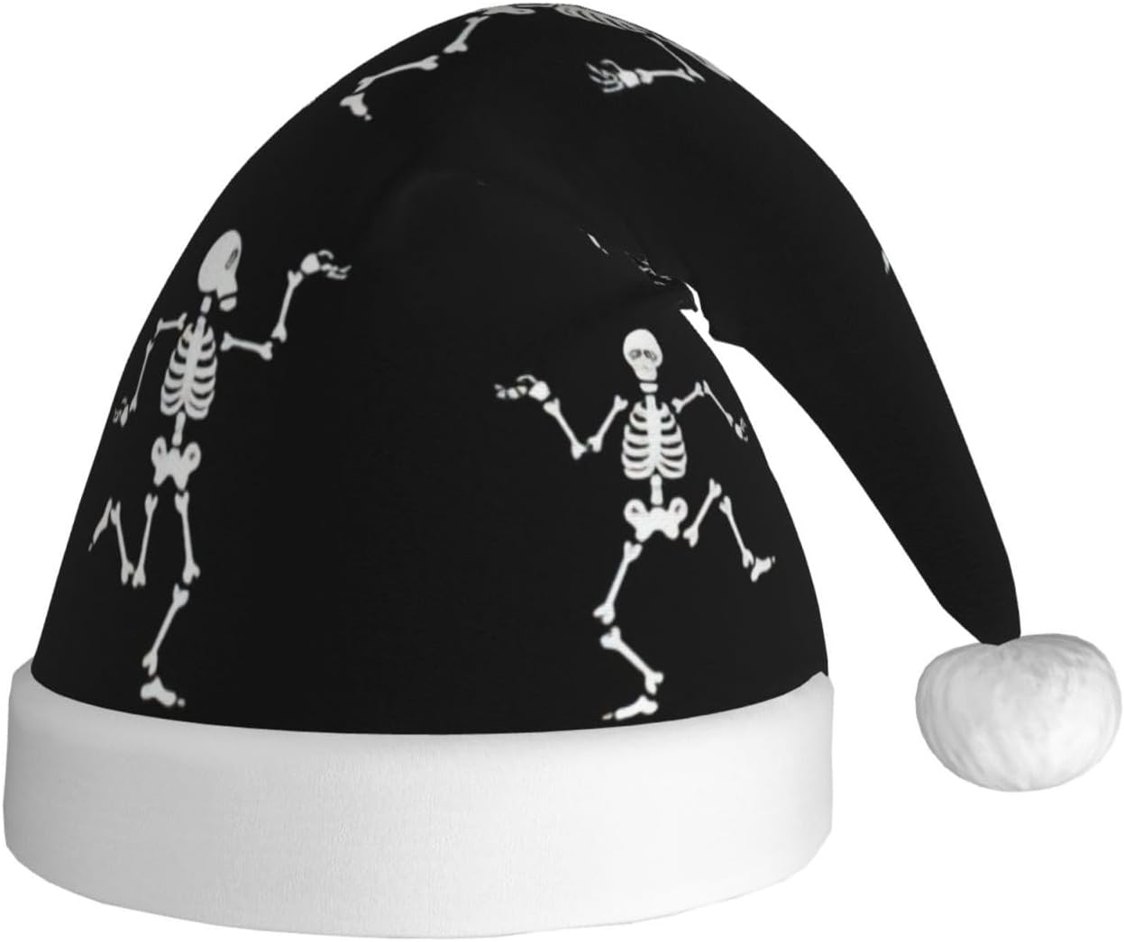 QINZHENG Skeleton Print Santa Hat for Women
