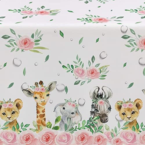 Safari Tablecloth for Girls - 4 Pack Jungle Party Decor